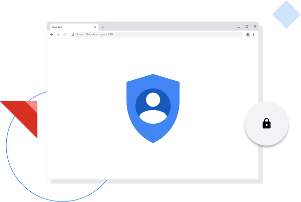 Naršyklės „Chrome“ lange teikiama „Google“ privatumo piktograma.