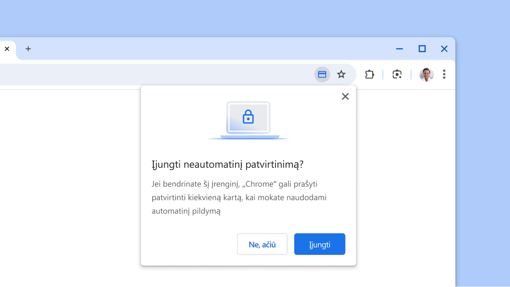 Įjunkite automatinio mokėjimų pildymo neautomatinį patvirtinimą.